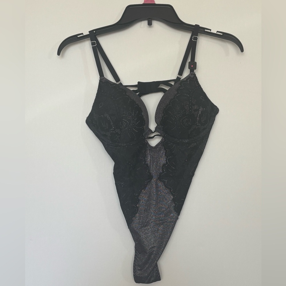 La SENZA Black Mesh Lingerie with dark silver mesh